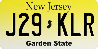 NJ license plate J29KLR