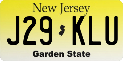 NJ license plate J29KLU