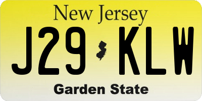 NJ license plate J29KLW