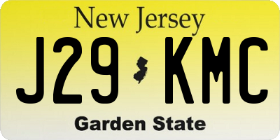 NJ license plate J29KMC