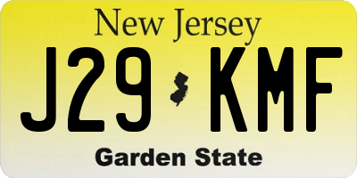 NJ license plate J29KMF