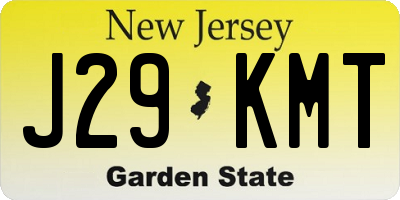 NJ license plate J29KMT