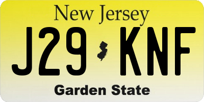 NJ license plate J29KNF