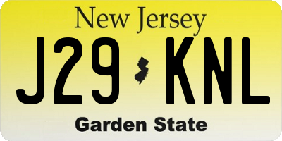 NJ license plate J29KNL