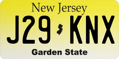 NJ license plate J29KNX