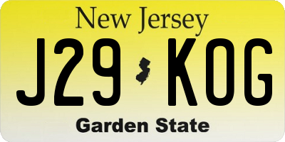 NJ license plate J29KOG