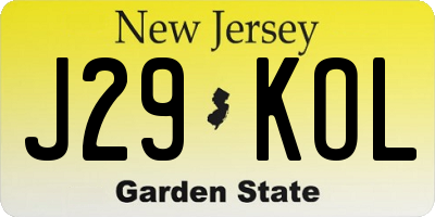 NJ license plate J29KOL