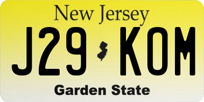 NJ license plate J29KOM