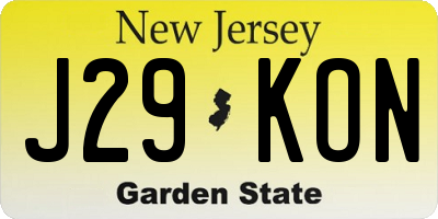 NJ license plate J29KON
