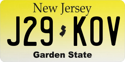 NJ license plate J29KOV