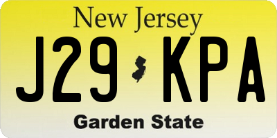 NJ license plate J29KPA