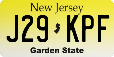 NJ license plate J29KPF