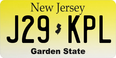 NJ license plate J29KPL