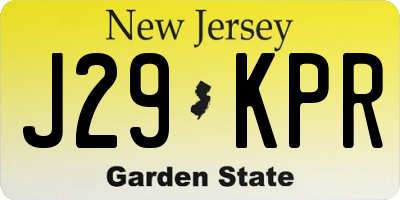 NJ license plate J29KPR