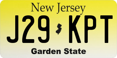 NJ license plate J29KPT