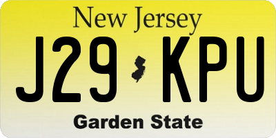 NJ license plate J29KPU