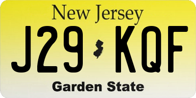 NJ license plate J29KQF