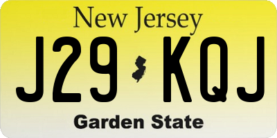 NJ license plate J29KQJ