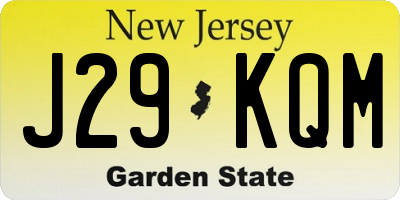 NJ license plate J29KQM