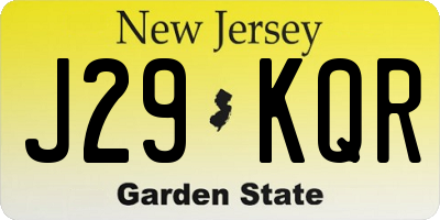 NJ license plate J29KQR
