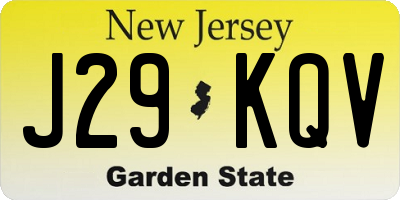NJ license plate J29KQV