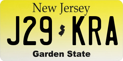 NJ license plate J29KRA