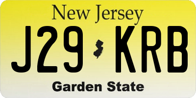 NJ license plate J29KRB