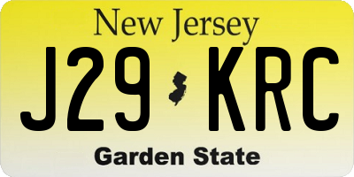 NJ license plate J29KRC