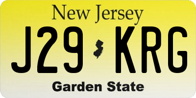 NJ license plate J29KRG