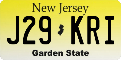 NJ license plate J29KRI