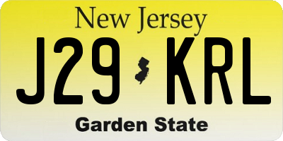 NJ license plate J29KRL