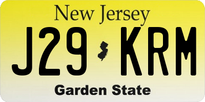 NJ license plate J29KRM