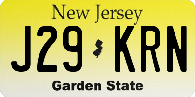 NJ license plate J29KRN