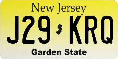 NJ license plate J29KRQ