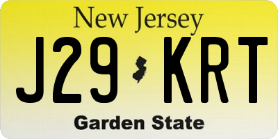 NJ license plate J29KRT