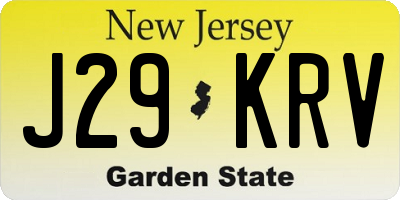 NJ license plate J29KRV