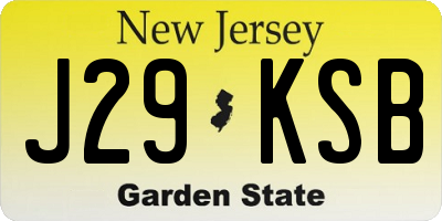 NJ license plate J29KSB