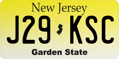 NJ license plate J29KSC