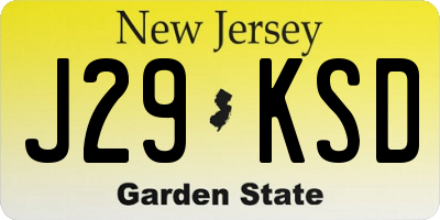 NJ license plate J29KSD