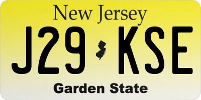 NJ license plate J29KSE