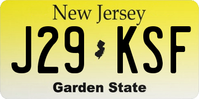 NJ license plate J29KSF