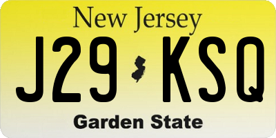 NJ license plate J29KSQ