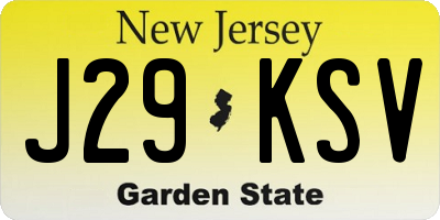NJ license plate J29KSV