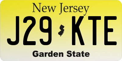 NJ license plate J29KTE