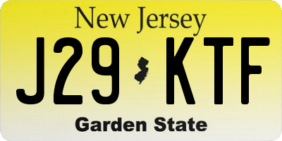 NJ license plate J29KTF