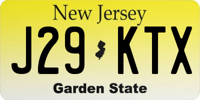 NJ license plate J29KTX