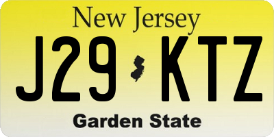 NJ license plate J29KTZ