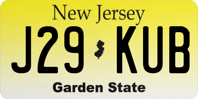 NJ license plate J29KUB