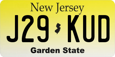 NJ license plate J29KUD
