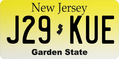 NJ license plate J29KUE